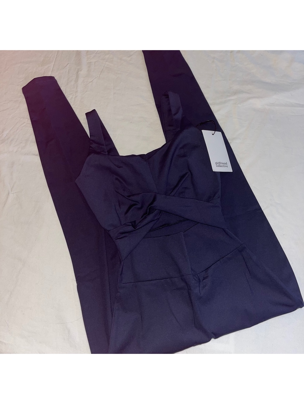 New Girlfriend Collective Long Compression Unitard Twist Midnight Navy Blue S